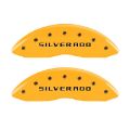 Picture of MGP Front set 2 Caliper Covers Engraved Front Silverado Yellow finish black ch