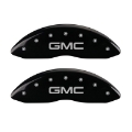 Picture of MGP Front set 2 Caliper Covers Engraved Front GMC Black finish silver ch