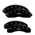 Picture of MGP Front set 2 Caliper Covers Engraved Front GMC Black finish silver ch