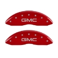 Picture of MGP Front set 2 Caliper Covers Engraved Front GMC Red finish silver ch