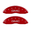 Picture of MGP Front set 2 Caliper Covers Engraved Front GMC Red finish silver ch