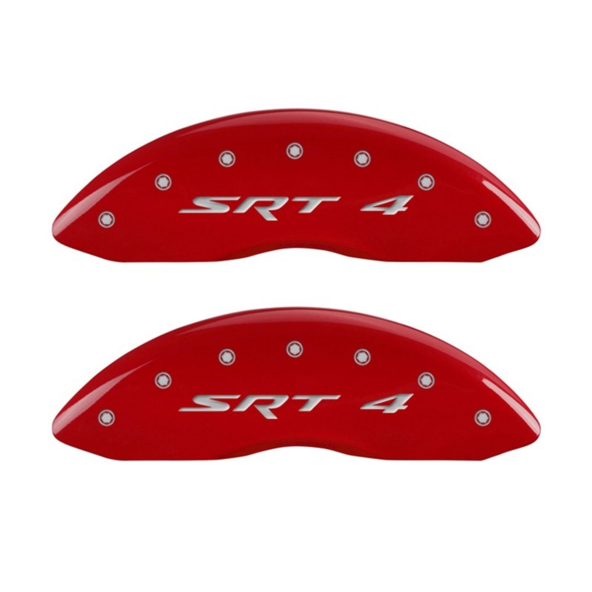 Picture of MGP Front set 2 Caliper Covers Engraved Front SRT4 Red finish silver ch
