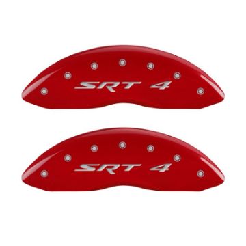 Picture of MGP Front set 2 Caliper Covers Engraved Front SRT4 Red finish silver ch