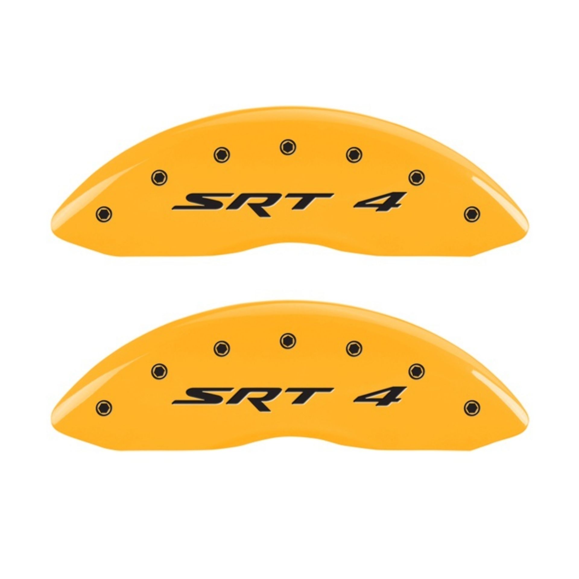 Picture of MGP Front set 2 Caliper Covers Engraved Front SRT4 Yellow finish black ch
