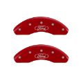 Picture of MGP Front set 2 Caliper Covers Engraved Front Oval logo-Ford Red finish silver ch