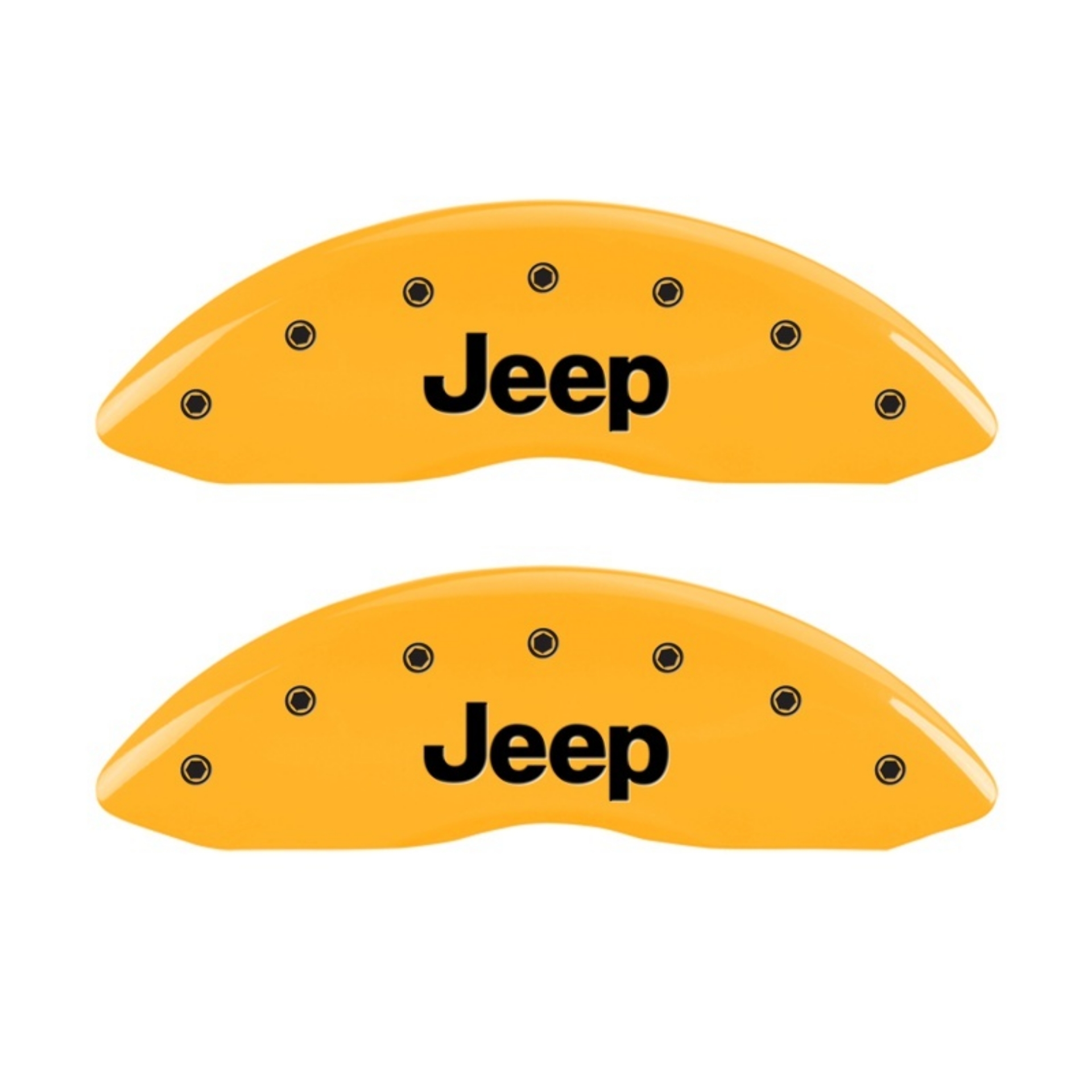 Picture of MGP Front set 2 Caliper Covers Engraved Front JEEP Yellow finish black ch