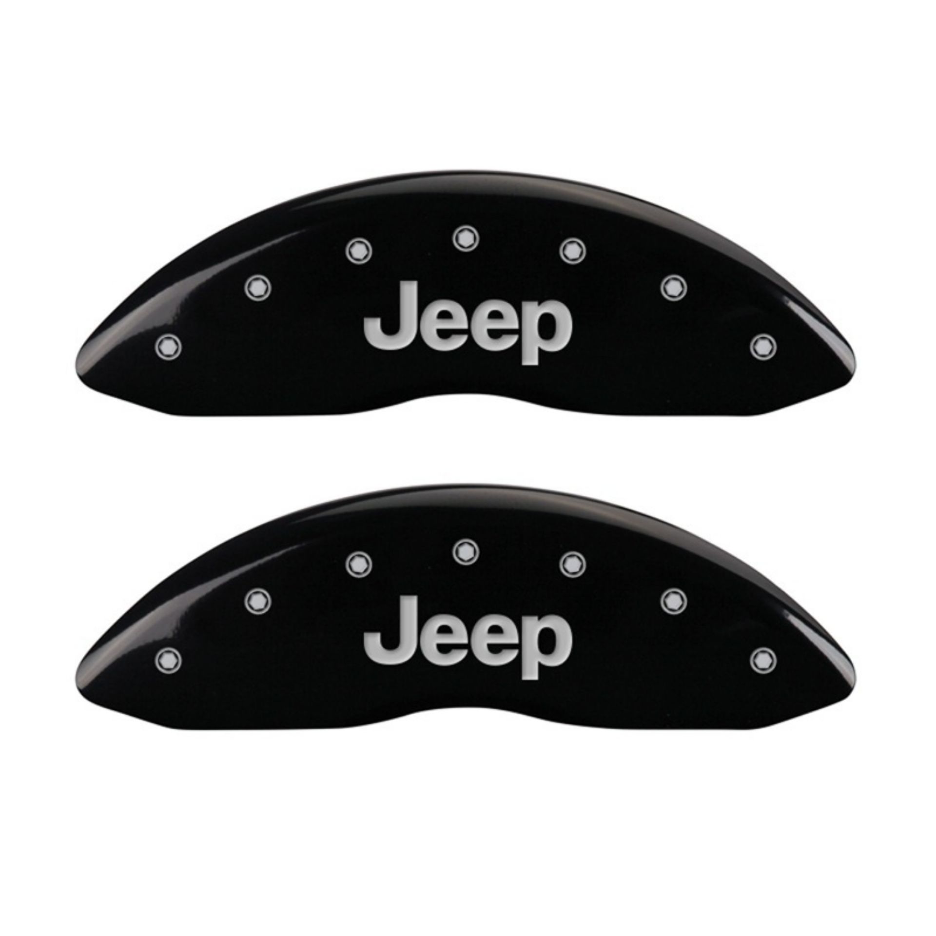 Picture of MGP Front set 2 Caliper Covers Engraved Front JEEP Black finish silver ch