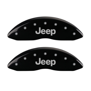 Picture of MGP Front set 2 Caliper Covers Engraved Front JEEP Black finish silver ch