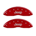 Picture of MGP Front set 2 Caliper Covers Engraved Front JEEP Red finish silver ch