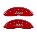 Picture of MGP Front set 2 Caliper Covers Engraved Front JEEP Red finish silver ch
