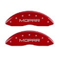 Picture of MGP Front set 2 Caliper Covers Engraved Front MOPAR Red finish silver ch