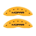 Picture of MGP Front set 2 Caliper Covers Engraved Front MOPAR Yellow finish black ch