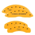 Picture of MGP 4 Caliper Covers Engrvd Front Block-Challenger Engrvd Rear Vintage Style-RT Yellow fnsh Blk ch