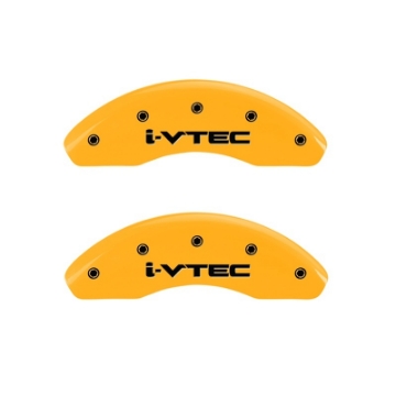 Picture of MGP Front set 2 Caliper Covers Engraved Front i-Vtec Yellow finish black ch