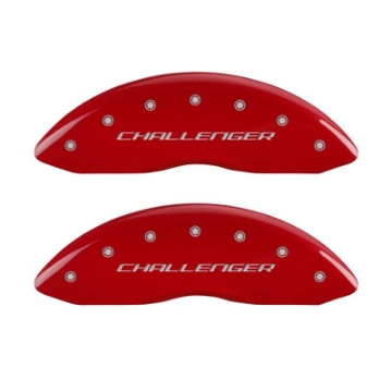 Picture of MGP 4 Caliper Covers Engraved Front & Rear Block-Challenger Red finish silver ch