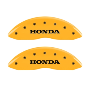 Picture of MGP 4 Caliper Covers Engraved Front Honda Engraved Rear Pilot-2015 Yellow finish black ch