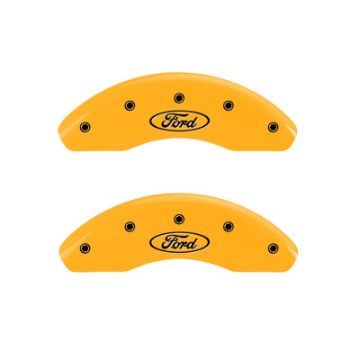 Picture of MGP Front set 2 Caliper Covers Engraved Front Oval logo-Ford Yellow finish black ch