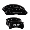 Picture of MGP 4 Caliper Covers Engraved Front Mustang Engraved Rear 37 Black finish silver ch