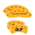 Picture of MGP 4 Caliper Covers Engraved Front Mustang Engraved Rear 37 Yellow finish black ch