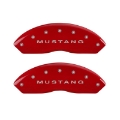 Picture of MGP 4 Caliper Covers Engraved Front Mustang Engraved Rear Bar & Pony Red finish silver ch