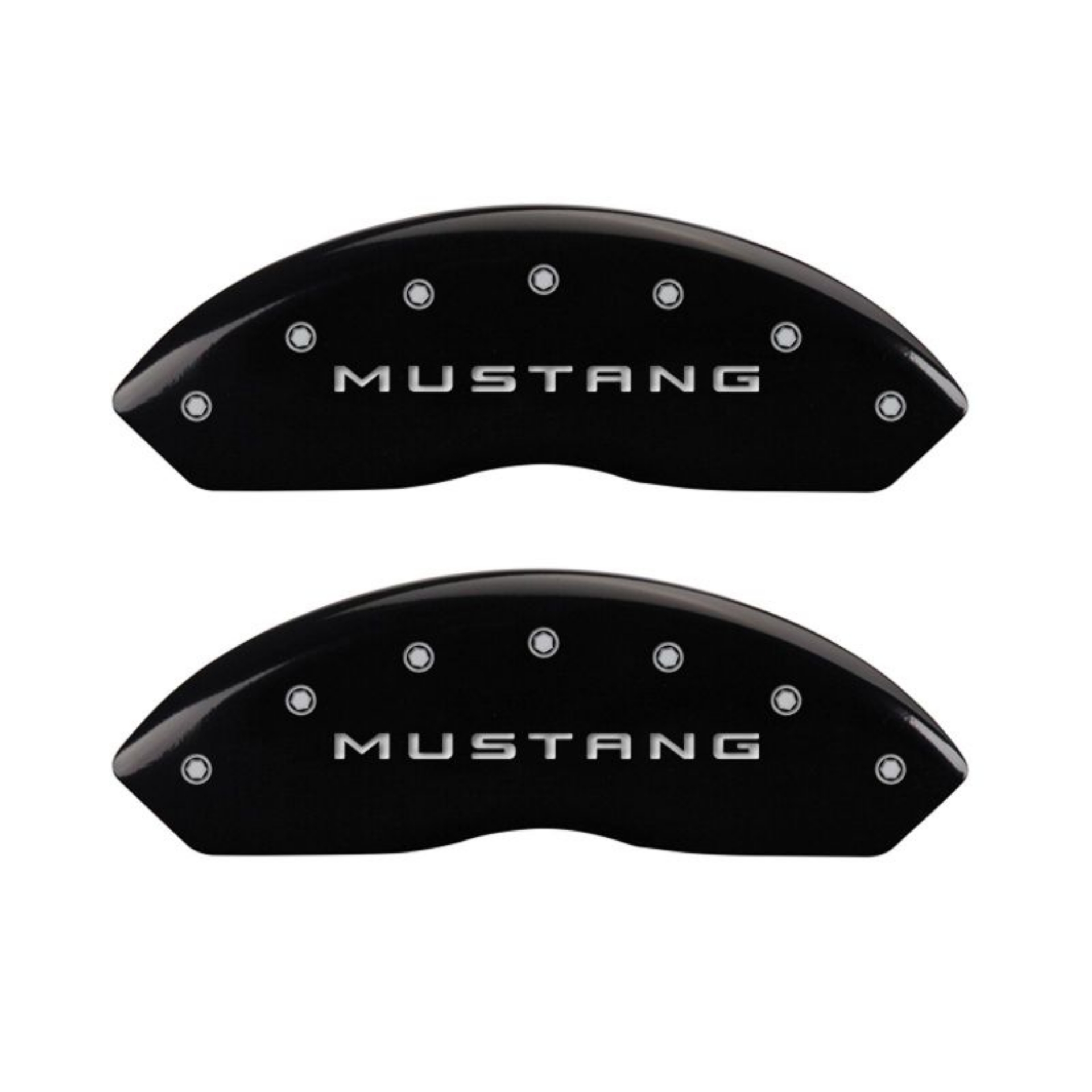 Picture of MGP 4 Caliper Covers Engraved Front Mustang Engraved Rear 50 Black finish silver ch