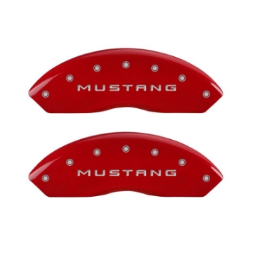 Picture of MGP 4 Caliper Covers Engraved Front Mustang Engraved Rear 50 Red finish silver ch