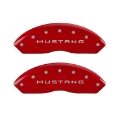 Picture of MGP 4 Caliper Covers Engraved Front Mustang Engraved Rear GT Red finish silver ch