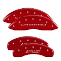 Picture of MGP 4 Caliper Covers Engraved Front Gen 5-Camaro Engraved Rear Gen 5-RS Red finish silver ch