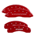 Picture of MGP 4 Caliper Covers Engraved Front Gen 5-Camaro Engraved Rear Gen 5-Z28 Red finish silver ch