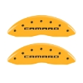 Picture of MGP 4 Caliper Covers Engraved Front Gen 5-Camaro Engraved Rear Gen 5-Z28 Yellow finish black ch