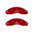 Picture of MGP Front set 2 Caliper Covers Engraved Front Oval logo-Ford Red finish silver ch