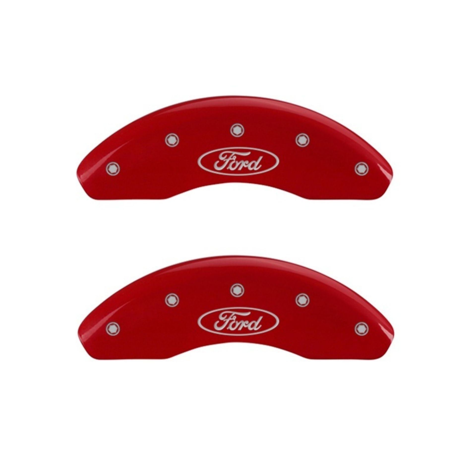 Picture of MGP Front set 2 Caliper Covers Engraved Front Oval logo-Ford Red finish silver ch