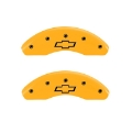 Picture of MGP Front set 2 Caliper Covers Engraved Front Bowtie Yellow finish black ch