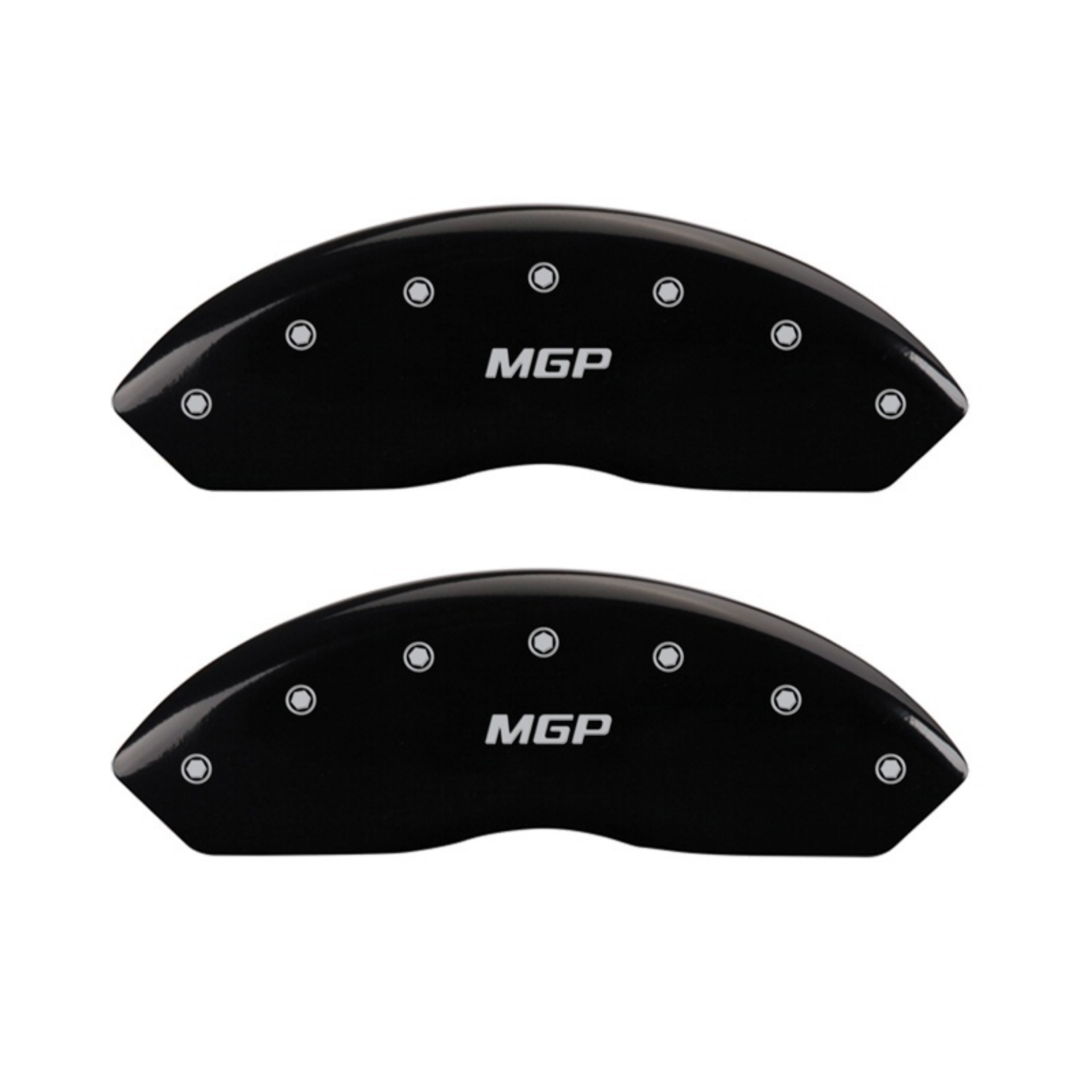 Picture of MGP Front set 2 Caliper Covers Engraved Front MGP Black finish silver ch