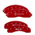 Picture of MGP 4 Caliper Covers Engraved Front Lincoln Engraved Rear MKX Red finish silver ch