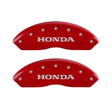 Picture of MGP 4 Caliper Covers Engraved Front Honda Engraved Rear H Logo Red finish silver ch