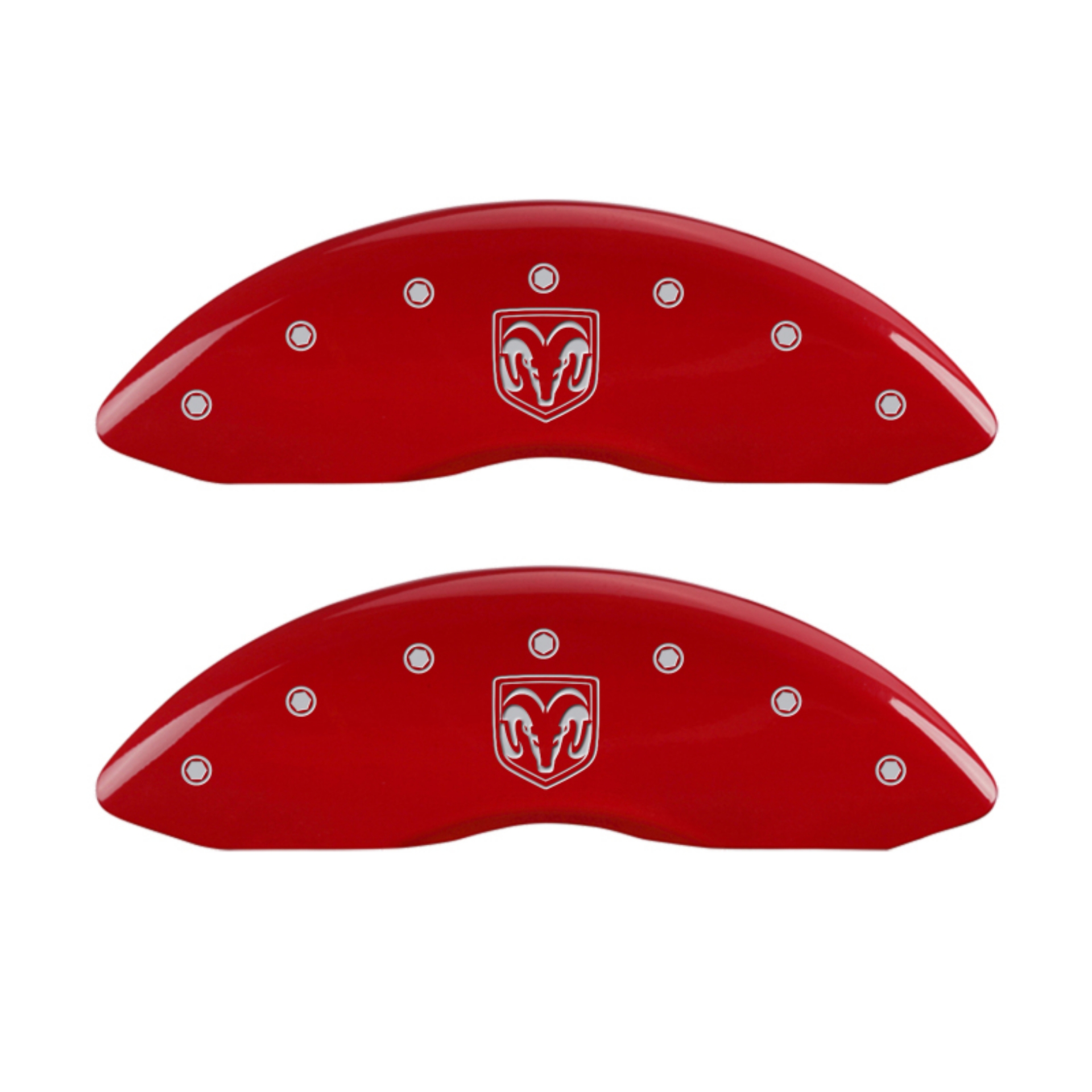 Picture of MGP 4 Caliper Covers Engraved Front RAM Engraved Rear RAMHEAD Red finish silver ch
