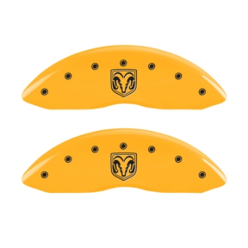 Picture of MGP 4 Caliper Covers Engraved Front RAM Engraved Rear RAMHEAD Yellow finish black ch