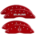 Picture of MGP 4 Caliper Covers Engraved Front RAM Engraved Rear RAMHEAD Red finish silver ch