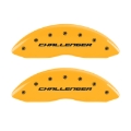 Picture of MGP 4 Caliper Covers Engrvd Front Block-Challenger Engrvd Rear Vintage Style-RT Yellow fnsh Blk ch