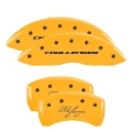 Picture of MGP 4 Caliper Covers Engrvd Front Block-Challenger Engrvd Rear Vintage Style-RT Yellow fnsh Blk ch