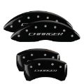 Picture of MGP 4 Caliper Covers Engraved Front & Rear Block-Charger Black finish silver ch