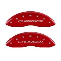 Picture of MGP 4 Caliper Covers Engraved Front & Rear Block-Charger Red finish silver ch