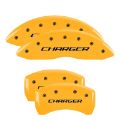 Picture of MGP 4 Caliper Covers Engraved Front & Rear Block-Charger Yellow finish black ch