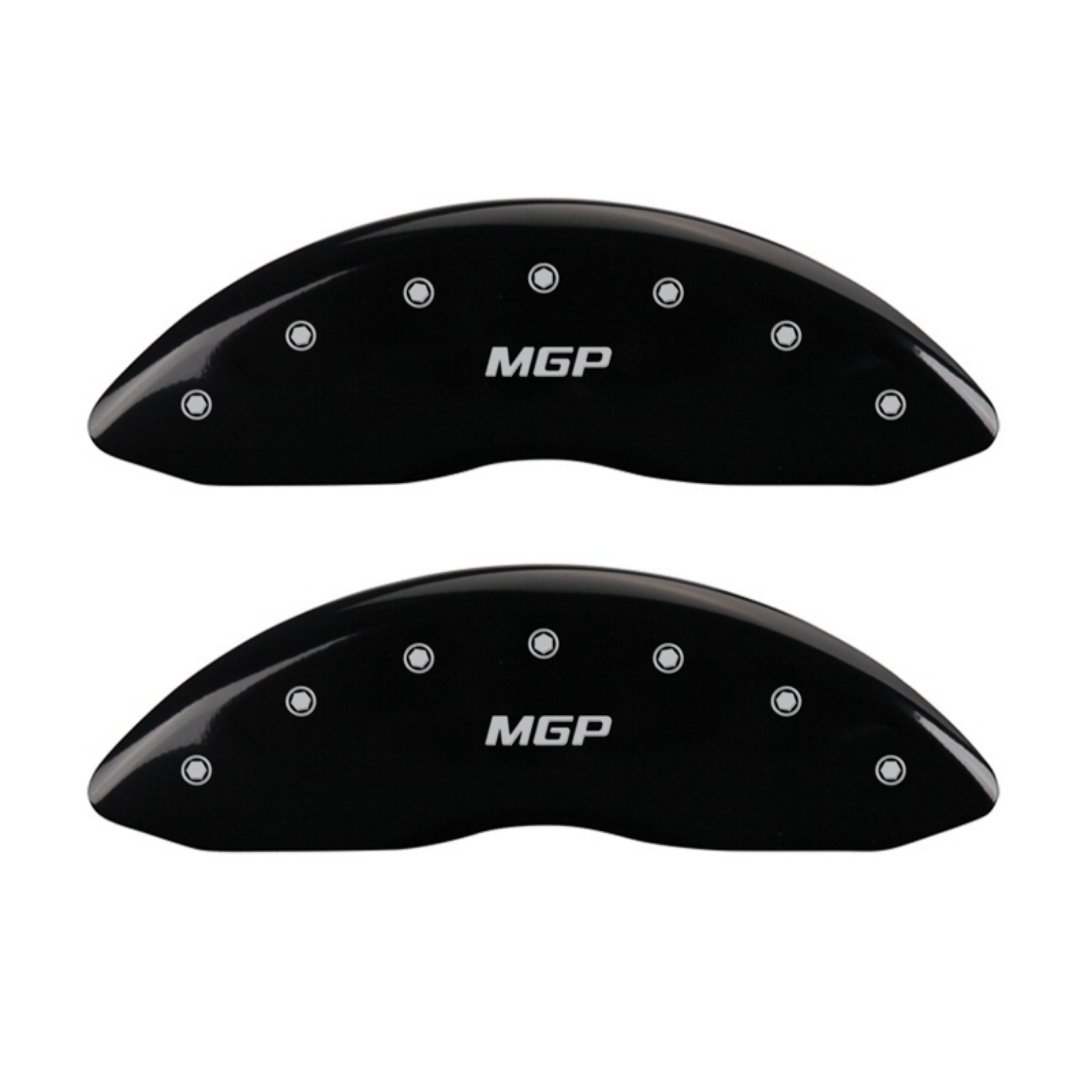 Picture of MGP Front set 2 Caliper Covers Engraved Front MGP Black finish silver ch