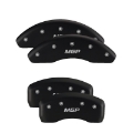 Picture of MGP Front set 2 Caliper Covers Engraved Front Chevy racing Black finish silver ch