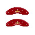 Picture of MGP Front set 2 Caliper Covers Engraved Front Chevy racing Red finish silver ch