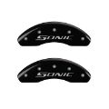 Picture of MGP Front set 2 Caliper Covers Engraved Front Sonic Black finish silver ch