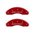 Picture of MGP Front set 2 Caliper Covers Engraved Front Sonic Red finish silver ch