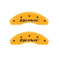 Picture of MGP Front set 2 Caliper Covers Engraved Front Sonic Yellow finish black ch
